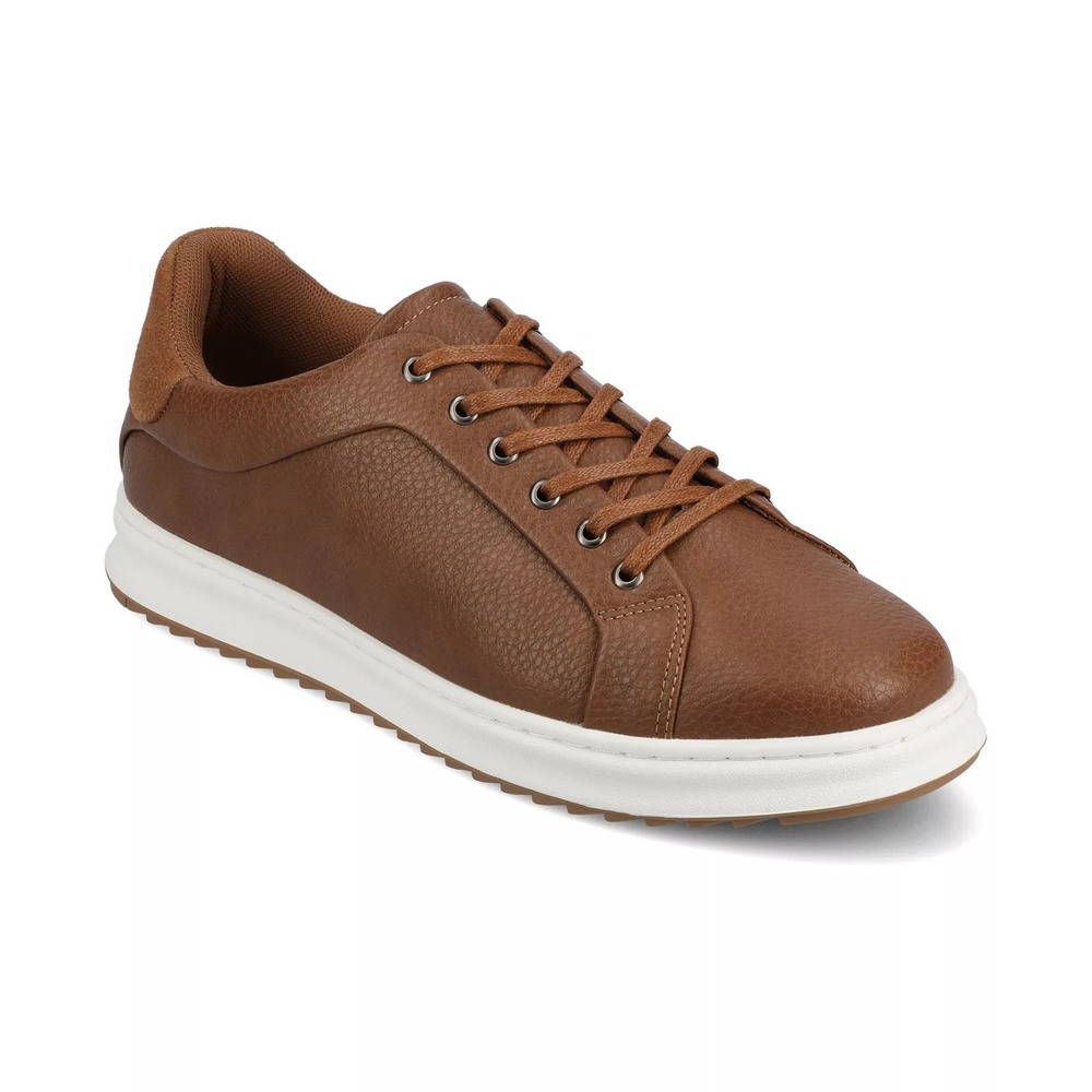Vance Co Mens Brown Pebbled Vegan Leather Casual Sneakers Size 13 Low Top Shoes
